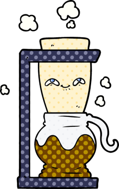 Bir insan tarafından çizilmiş mutlu çizgi film kahve demliği.