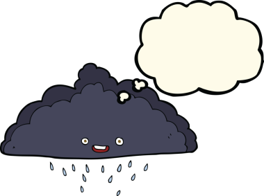Bir insan tarafından çizilmiş düşünce baloncuklu çizgi film yağmur bulutu