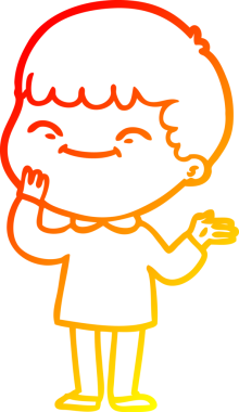 Bir insan tarafından çizilen mutlu bir çocuğun sıcak çizgi çizimi.