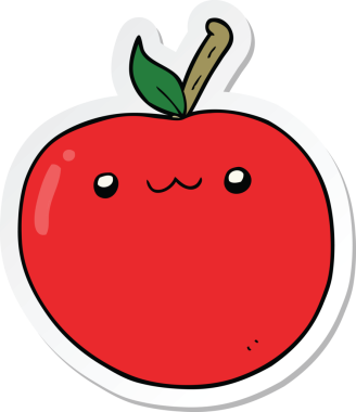 Bir insan tarafından çizilmiş şirin bir elmanın çıkartması.