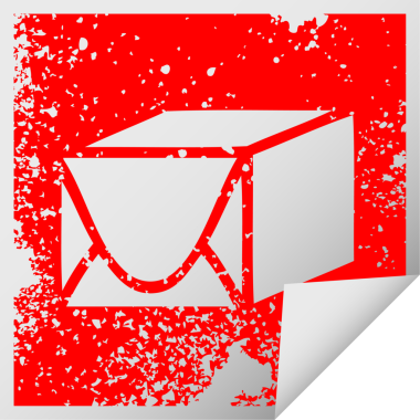 Bir insan tarafından çizilmiş bir kağıt paketinin kare soyma etiketi.