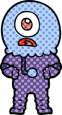 Çizgi film Tepegöz uzaylı uzay adamı bir insan tarafından çizildi.