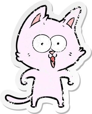 Bir insan tarafından çizilmiş komik bir çizgi film kedisinin sıkıntılı çıkartması.