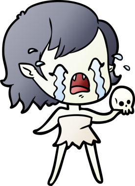 Bir insan tarafından çizilmiş ağlayan vampir kız çizgi filmi.