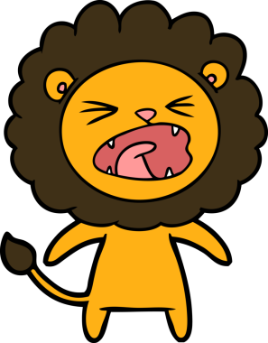 Bir insan tarafından çizilmiş kızgın aslan çizgi filmi.