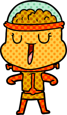 Bir insan tarafından çizilmiş mutlu çizgi film robotu