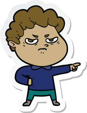 Bir insan tarafından çizilmiş kızgın bir adamın çıkartması.