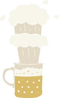 Bir insan tarafından çizilen biranın düz renk çizimi