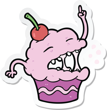 Bir insan tarafından çizilmiş bir kek etiketi.