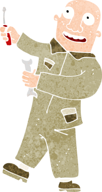 bir insan tarafından çizilmiş karikatür tamircisi