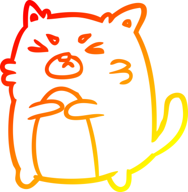 Bir insan tarafından çizilmiş kızgın bir kedinin sıcak çizgi çizimi