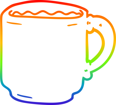 gökkuşağı gradyan çizgi çizimi bir insan tarafından çizilmiş bir kahve kupası