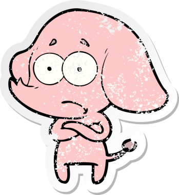 Bir insan tarafından çizilmiş belirsiz bir filin sıkıntılı çıkartması.