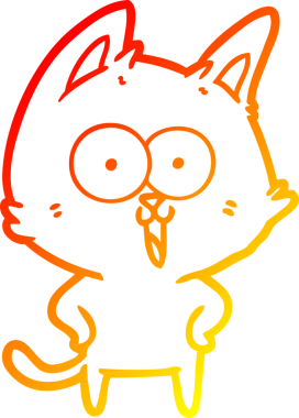 Bir insan tarafından çizilmiş komik bir çizgi film kedisinin sıcak çizgi çizimi