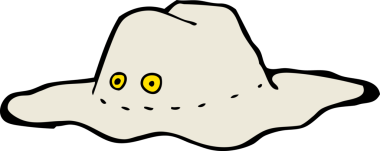 bir insan tarafından çizilmiş eski bir Avustralya şapkası.