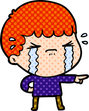 Bir insan tarafından çizilmiş ağlayan çizgi film adamı.