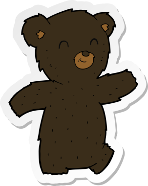 Bir insan tarafından çizilmiş şirin bir kara ayının çıkartması.