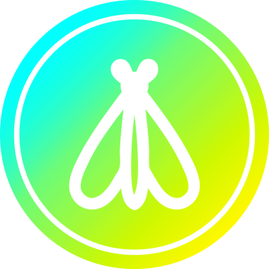 Uçan böcek dairesel simgesi ve bir insan tarafından çizilen havalı gradyan bitiş