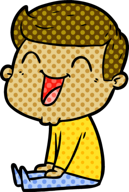 Bir insan tarafından çizilmiş gülen çizgi film adamı.