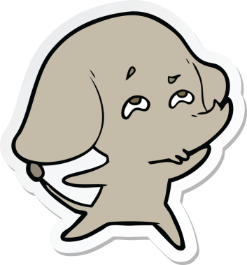 Bir insan tarafından çizilmiş karikatür filinin çıkartması.