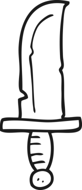 Bir insan tarafından çizilmiş siyah beyaz karikatür bıçağı.