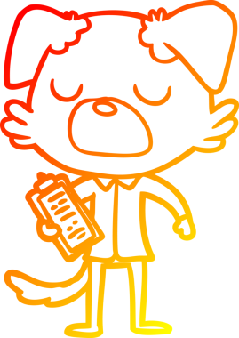 Bir insan tarafından çizilmiş çizgi film köpek müdürünün sıcak çizgi çizimi