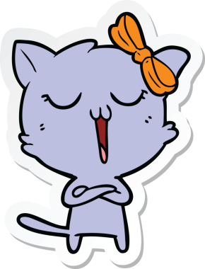 Bir insan tarafından çizilmiş çizgi film kedisinin çıkartması.