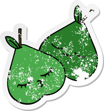 Bir insan tarafından çizilmiş şirin bir armutun sıkıntılı çıkartması.