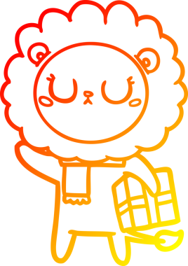 Bir insan tarafından çizilmiş bir karikatür aslanının sıcak çizgi çizimi.