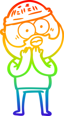 Gökkuşağı gradyan çizgi çizimi Bir insan tarafından çizilen sakallı adam şaşırttı