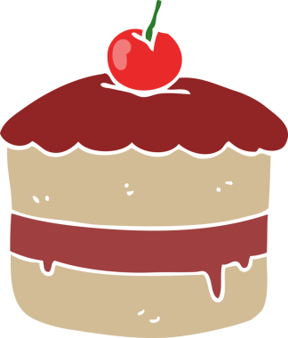 Bir insan tarafından çizilmiş düz renkli çizgi film pastası