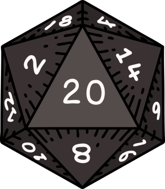Retro Dövme Biçimi Doğal 20 D20 zar bir insan tarafından çizildi