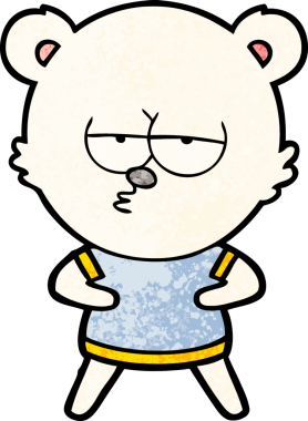 Bir insan tarafından çizilmiş sıkılan kutup ayısı çizgi filmi.