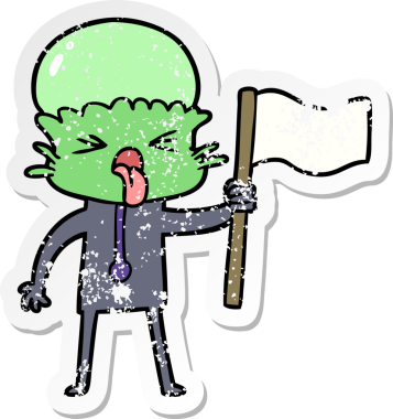 Bir insan tarafından çizilmiş garip bir uzaylı bayrağının sıkıntılı çıkartması.