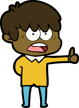 Bir insan tarafından çizilmiş endişeli çizgi film çocuğu.