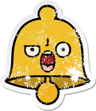 Bir insan tarafından çizilmiş sevimli bir çanın sıkıntılı çıkartması.