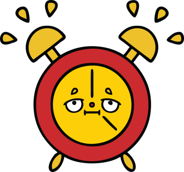 Bir insan tarafından çizilmiş çalar saatin şirin bir karikatürü.