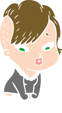 Düz renkli çizgi film bir insan tarafından çizilmiş kızı şaşırttı.