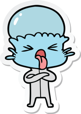 Bir insan tarafından çizilmiş iğrenç bir çizgi film uzaylısının çıkartması.