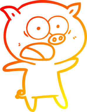 Bir insan tarafından çizilmiş bağıran çizgi film domuzu çizimi.