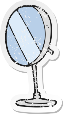 Bir insan tarafından çizilmiş bir banyo aynasının gerilimli retro yapıştırması.