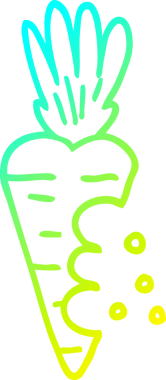 Bir insan tarafından çizilmiş ısırık izleri olan çizgi film havucu çizimi.