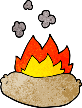 Bir insan tarafından çizilmiş karalama yanan sosis.