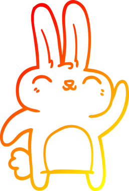 Bir insan tarafından çizilmiş mutlu tavşan çizgi çizimi.