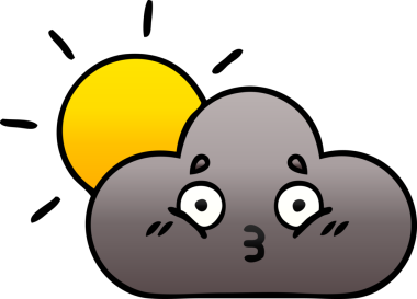 Bir fırtına bulutu ve bir insan tarafından çizilen güneşin gölgeli karikatürü