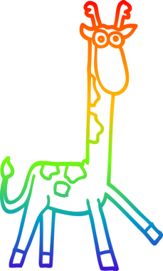 gökkuşağı gradyan çizgi çizimi Bir insan tarafından çizilmiş komik zürafa