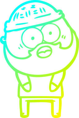 Bir insan tarafından çizilmiş sakallı bir karikatür çizimi.