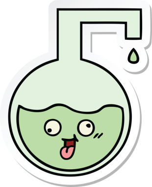 Bir insan tarafından çizilmiş şirin bir karikatür bilim deneyinin çıkartması.