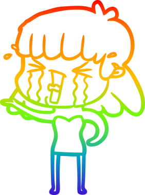 Gökkuşağı gradyan çizgi çizimi Bir insan tarafından çizilmiş gözyaşları içinde bir çizgi kadın