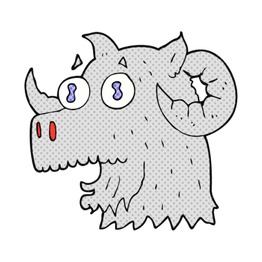 Bir insan tarafından çizilmiş serbest çizim çizgi film koçbaşı